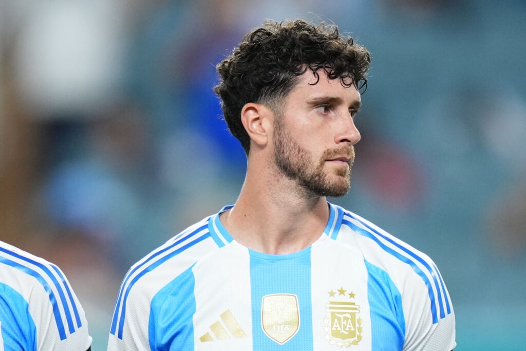 Marcos Senesi lines up for Argentina before they play Venezuela.