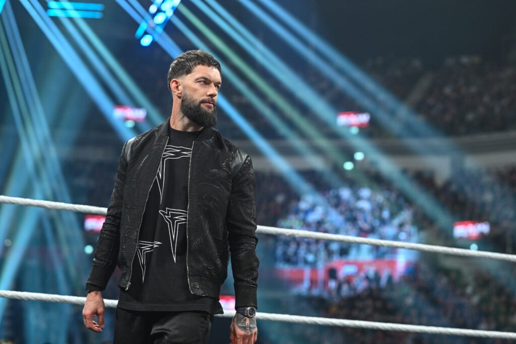 Finn Balor looks on in ring during Monday Night RAW at PSD Bank Dome