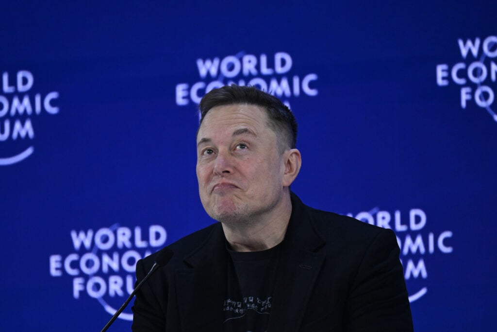 Business person Elon Musk delivers a speech during the World Economic Forum Annual Meeting.
