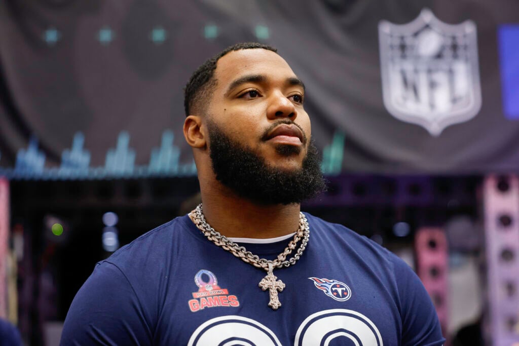 Jeffery Simmons #98 of the Tennessee Titans looks on before the 2026 NFL Pro Bowl game between the AFC and the NFC at the Moscone Center South on February 03, 2026 in San Francisco, California. The NFC won 66-52.