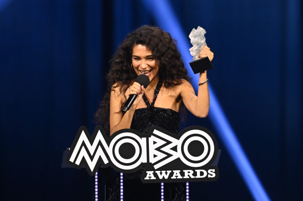 The Year For 'The Art Of Loving' onstage during the 2026 MOBO Awards at Co-op Live