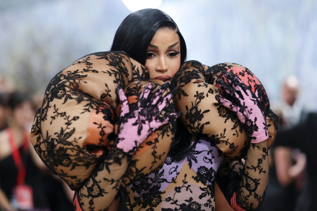 US rapper Cardi B arrives for the 2026 Met Gala celebrating "Costume Art" at the Metropolitan Museum of Art.