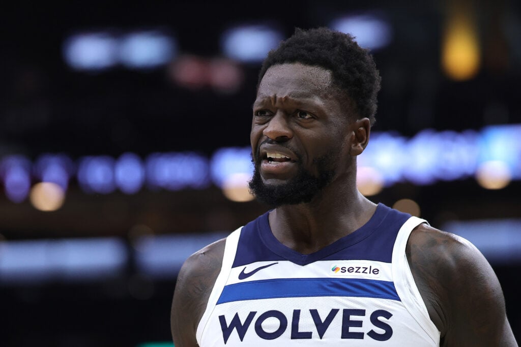 Julius Randle #30 of the Minnesota Timberwolves reacts.