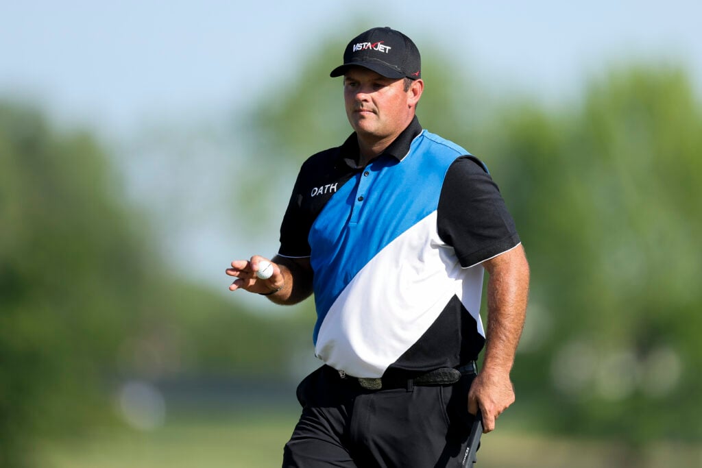 Patrick Reed of the United States acknowledges the crowd on the 16th green during the final round of the PGA Championship at Aronimink Golf Club
