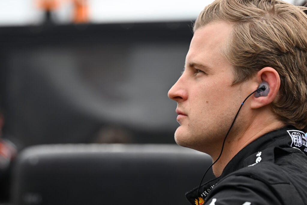 Marcus Ericsson (28) Phoenix Inventory Andretti Global Honda looks on before practice on NTT IndyCar Series Miller Lite Carb Day on May 22, 2026, at the Indianapolis Motor Speedway in Indianapolis, Indiana.