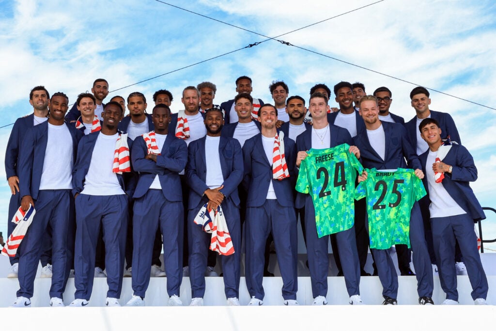 The US Men's National Team's (USMNT) poses during the announcement of the USMNT 2026 World Cup roster