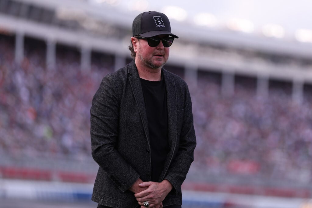 NASCAR Hall of Famer Kurt Busch stands during the remembrance ceremony for his brother, Kyle Busch, who passed away suddenly at the age of 41, prior to the NASCAR Cup Series Coca-Cola 600 at Charlotte Motor Speedway on May 24, 2026 in Concord, North Carolina.