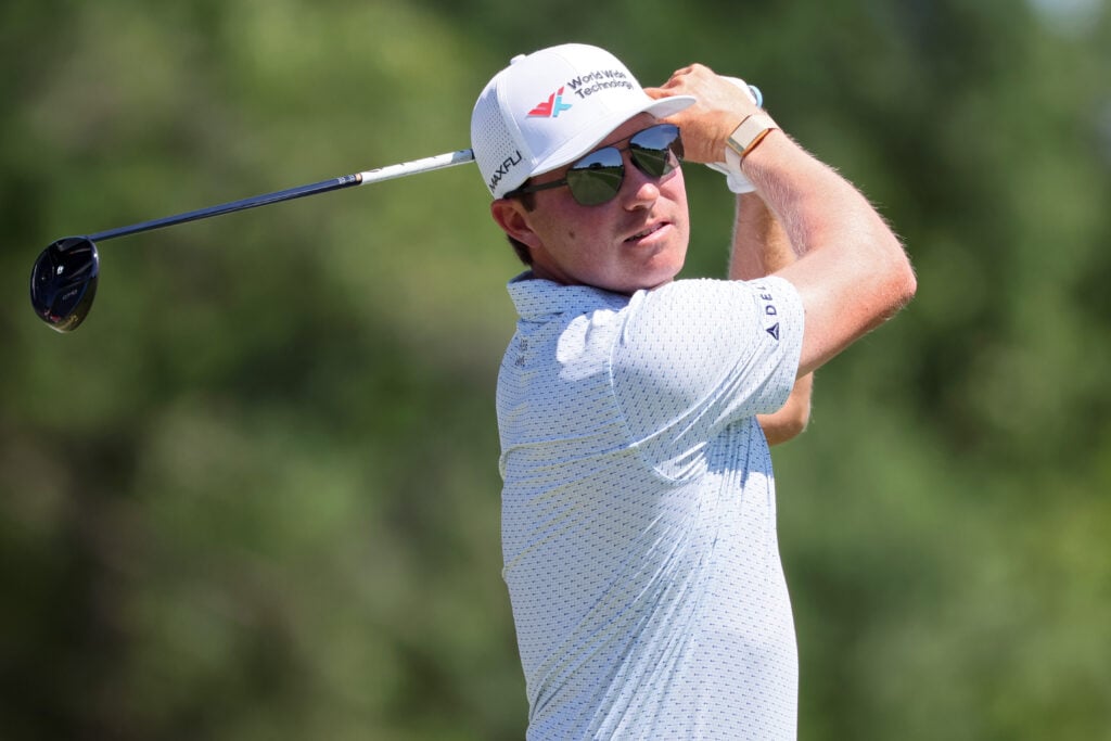 Ben Griffin hits a tee shot during the final round of the Charles Schwab Challenge