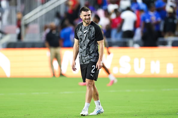 Tim Payne #2 of New Zealand warms up prior to playing against Haiti during their international friendly match at Chase Stadium on June 02, 2026 in Fort Lauderdale, Florida.