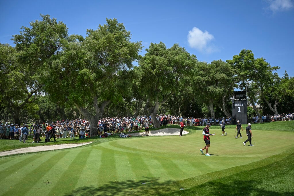 General view of the first green during the final round of LIV Golf Andalucia