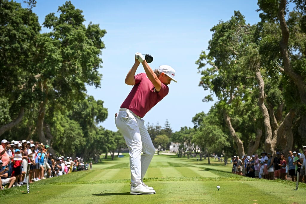Cameron Smith of Ripper GC plays his tee shot on the 8th hole during day four of LIV Golf Andalucia at Real Club Valderrama