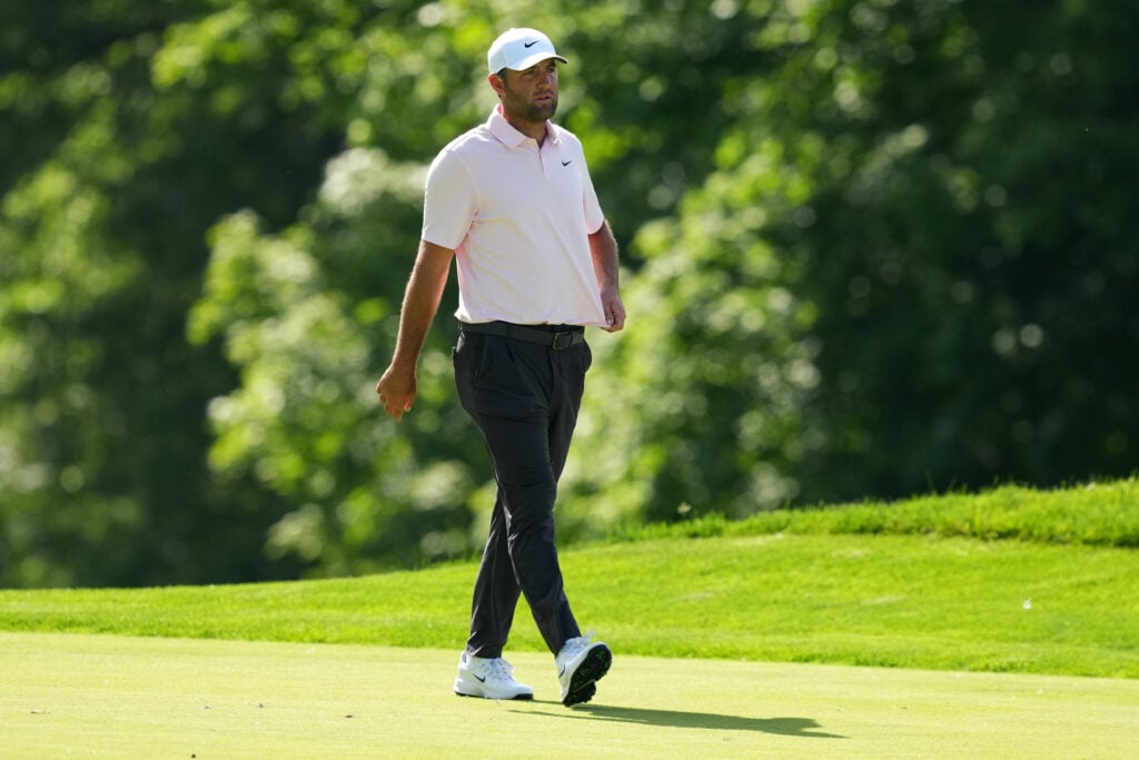 Scottie Scheffler in action during the first round of the the Memorial Tournament at Muirfield Village