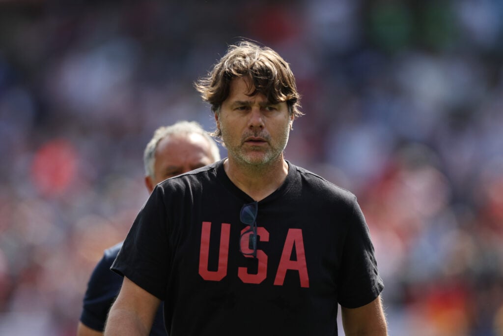 Mauricio Pochettino, head coach of United States, reacts after the international friendly match between United States and Germany at Soldier Field.