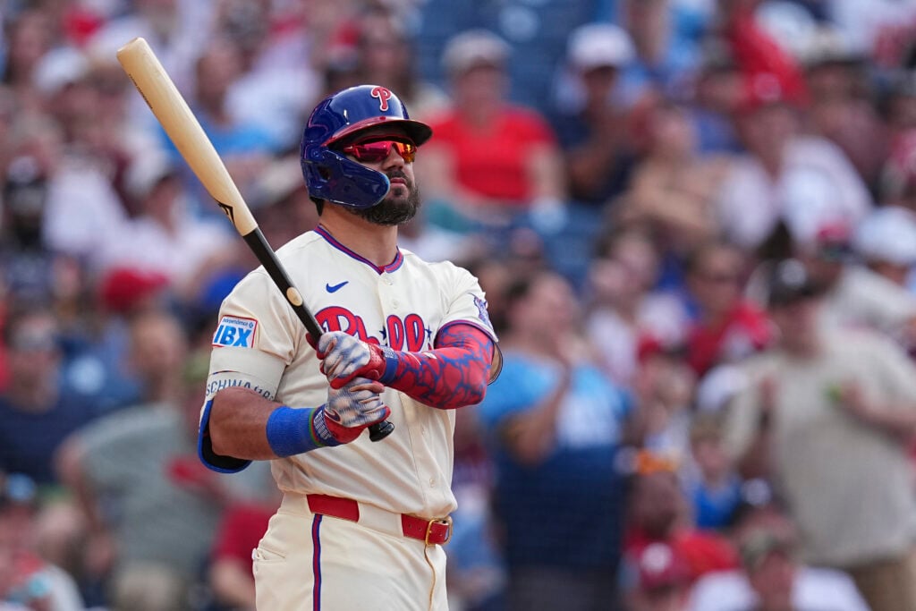 Philadelphia Phillies designated hitter Kyle Schwarber #12 reacts during the game between the Philadelphia Phillies and the Chicago White Sox on June 6th, 2026 at Citizens Bank Park in Philadelphia, PA.