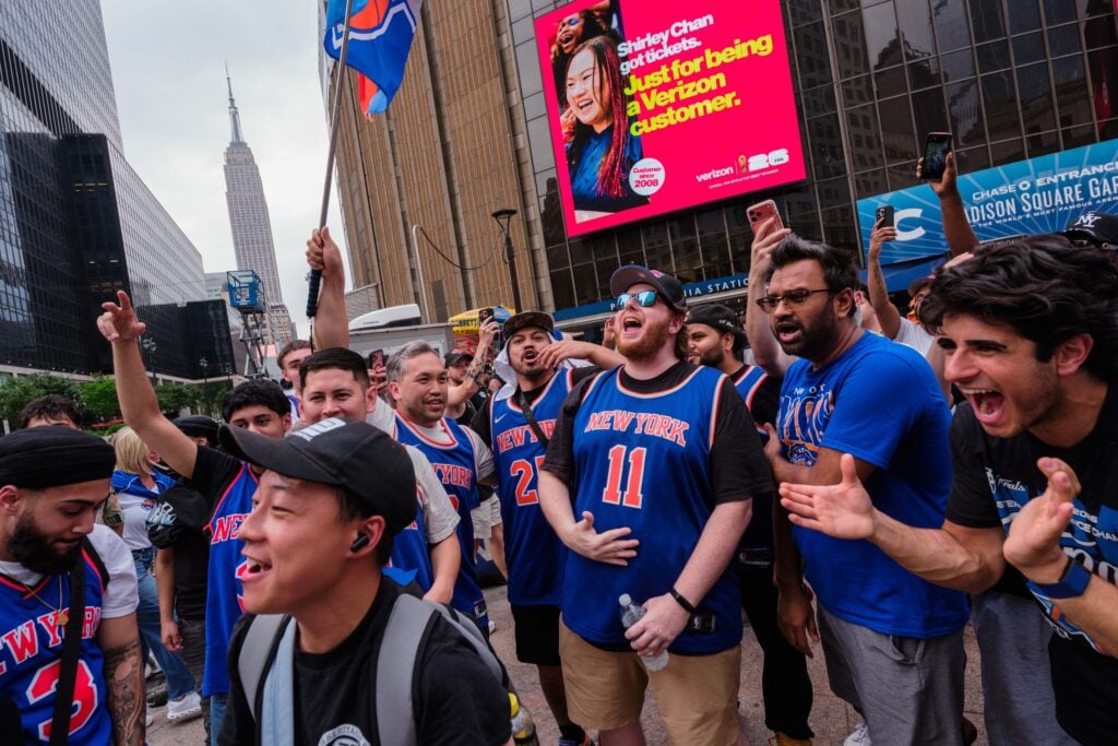 Knicks Fans Gather Around NYC To Watch Game 4 Of The NBA Finals Against The San Antonio Spurs.