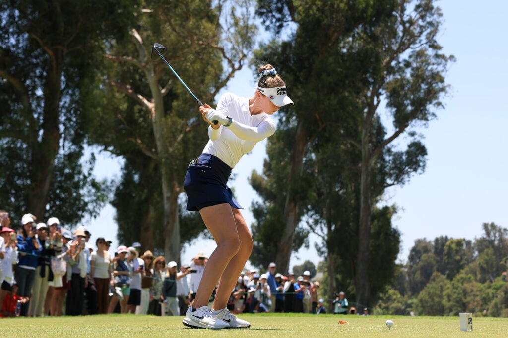 Nelly Korda hits a tee shot during the final round of the US Women's Open