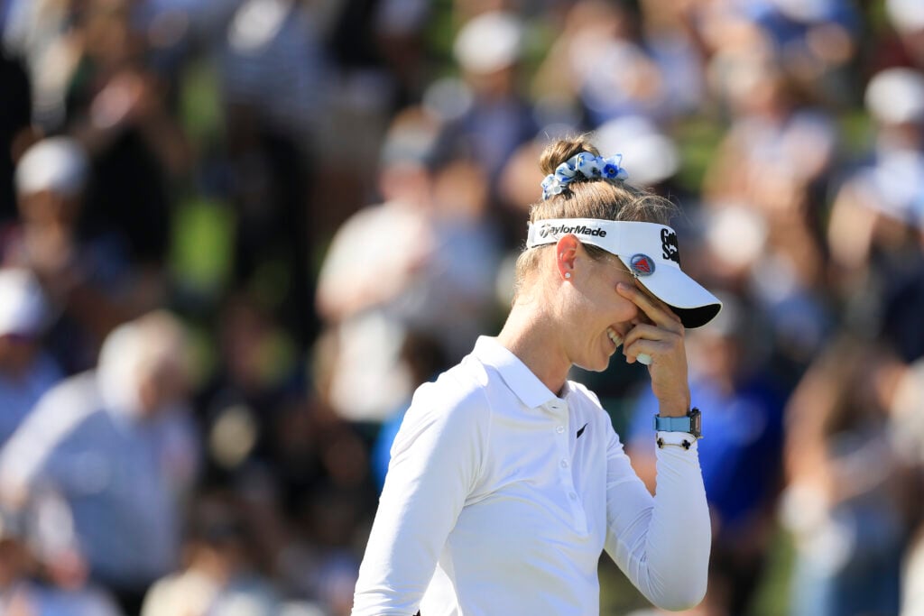 Nelly Korda looks bemused during the final round of the US Women's Open