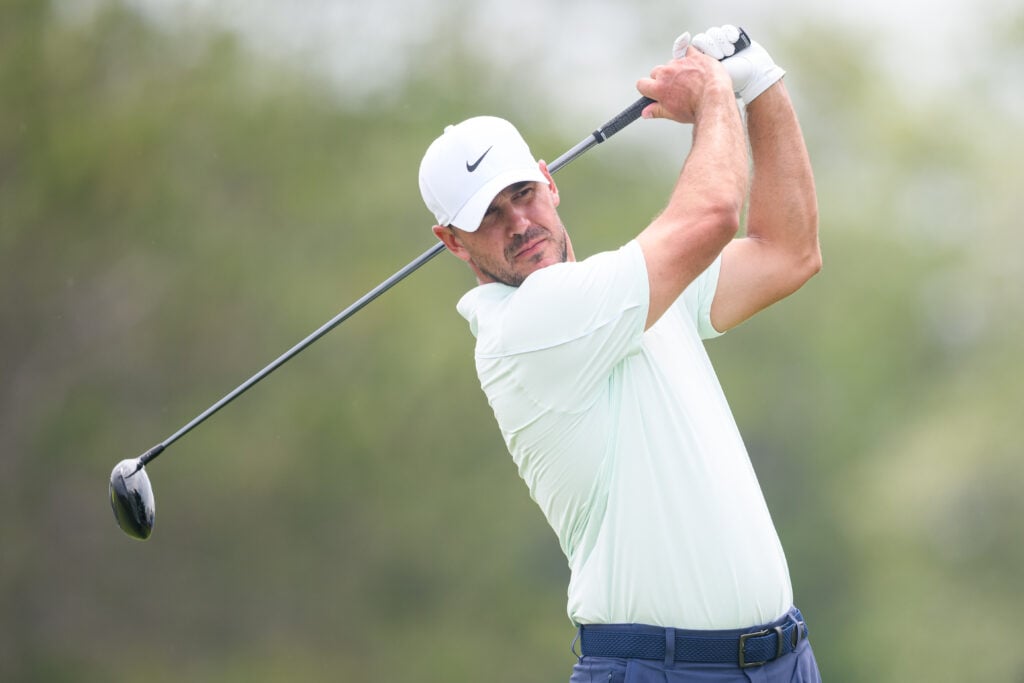 Brooks Koepka of the United States plays his shot from the 2nd tee during the first round of the RBC Canadian Open 2026 at TPC Toronto