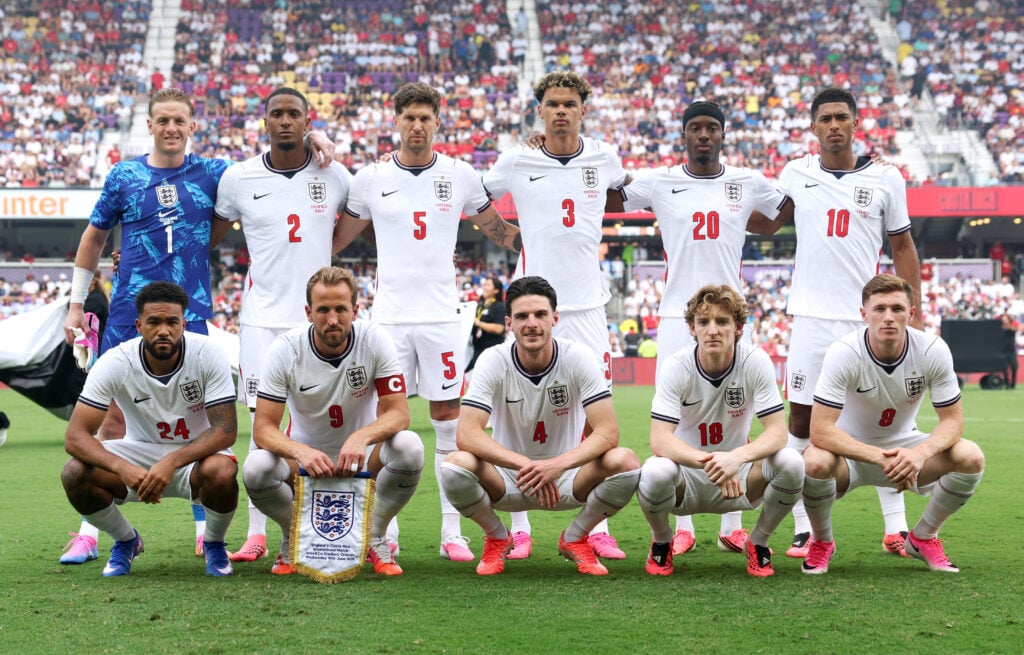 England players pose for a photo before a friendly against Costa Rica