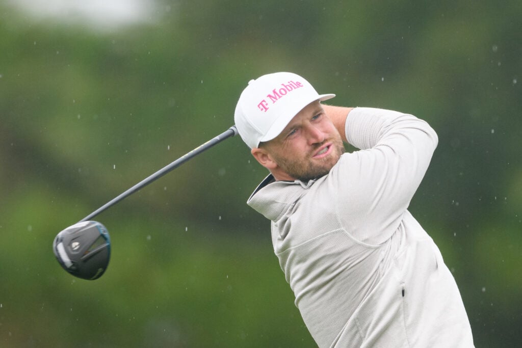Wyndham Clark of the United States plays his shot from the second tee during the final round of the RBC Canadian Open 2026 at TPC Toronto