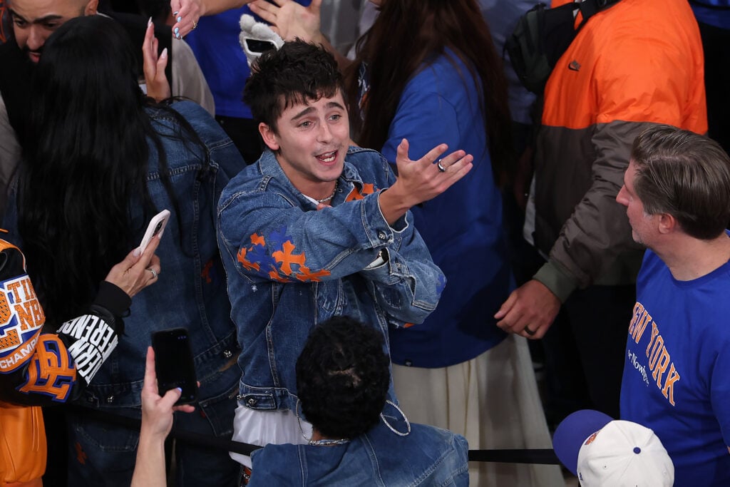 Timothee Chalamet during Game 4 of the 2026 NBA Finals