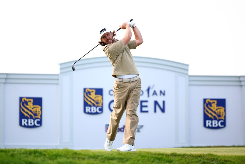 Tommy Fleetwood tees off on the 10th hole during the first round of the Canadian Open