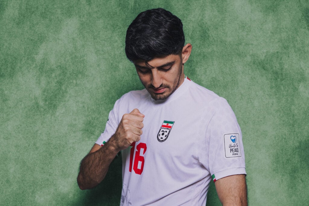 Mehdi Torabi #16 of IR Iran poses for a portrait during the official FIFA World Cup 2026 portrait session.