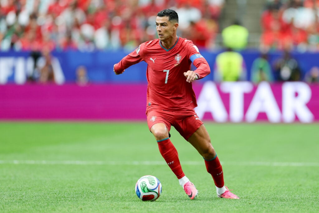 Cristiano Ronaldo of Portugal controls the ball during the FIFA World Cup 2026 Group K match between Portugal and Congo DR at Houston Stadium on June 17, 2026 in Houston, United States.