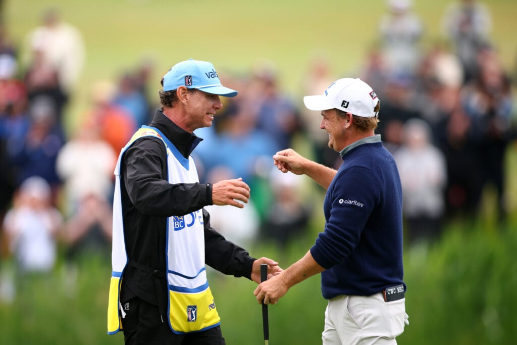 Bud Cauley embraces his caddie after winning the RBC Canadian Open