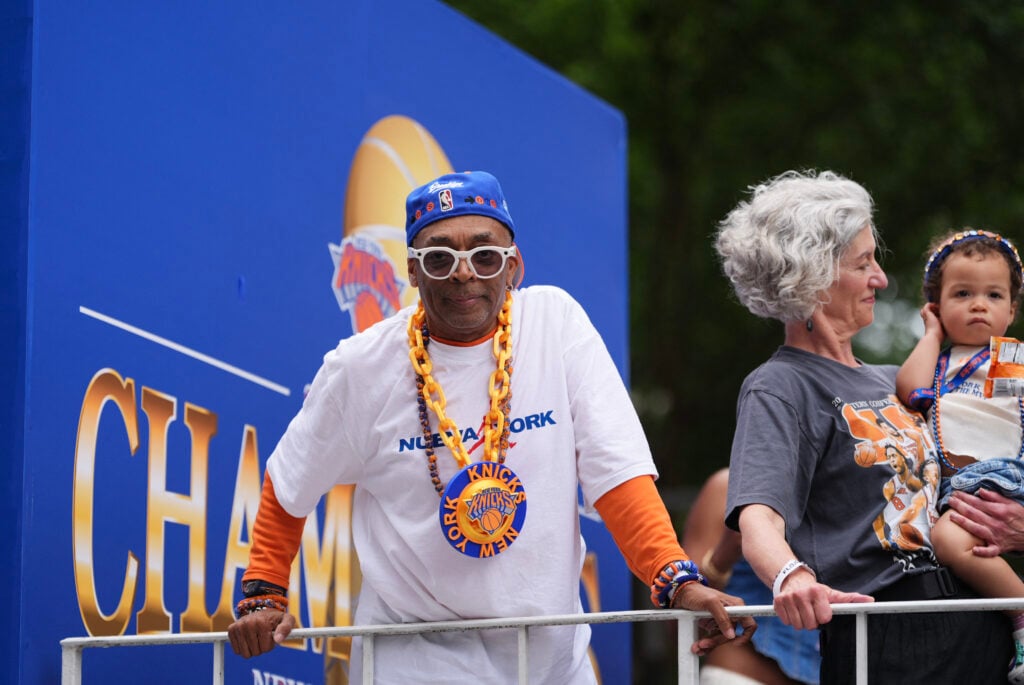 US director and executive producer Spike Lee attends a championship ticker-tape parade celebrating the team's NBA Finals victory in New York on June 18, 2026.