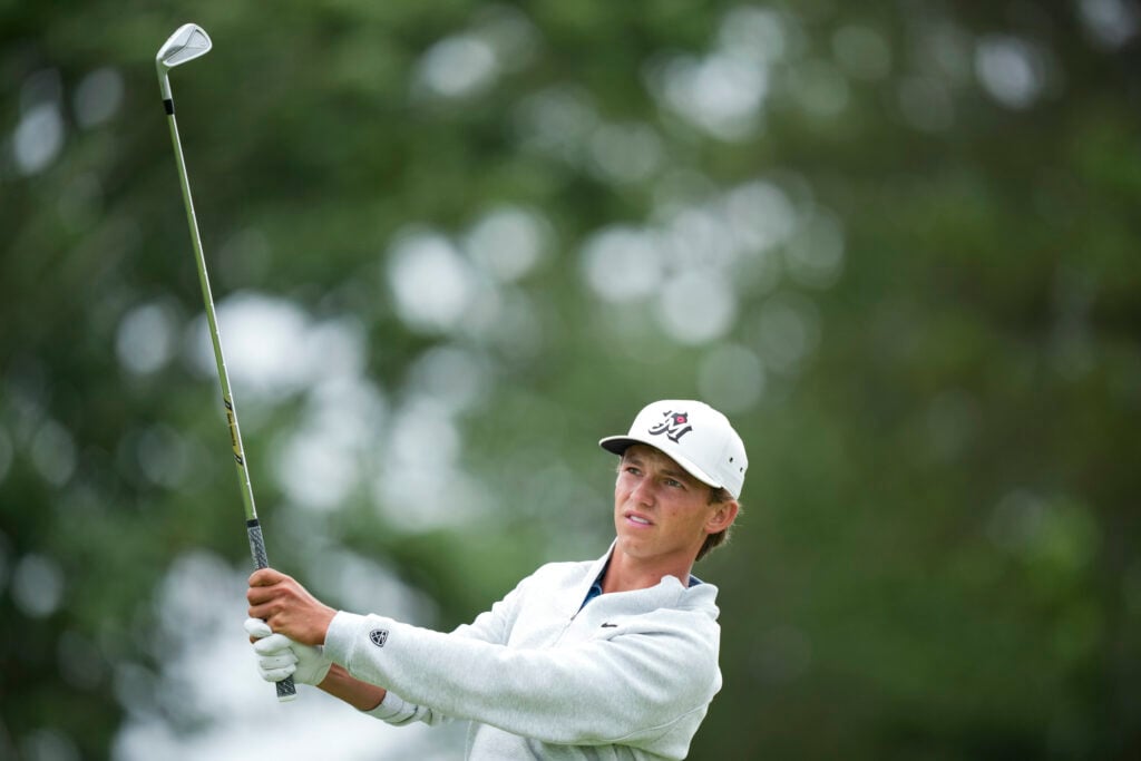 Miles Russell in action during the first round of U.S. Open Championship at Shinnecock Hills