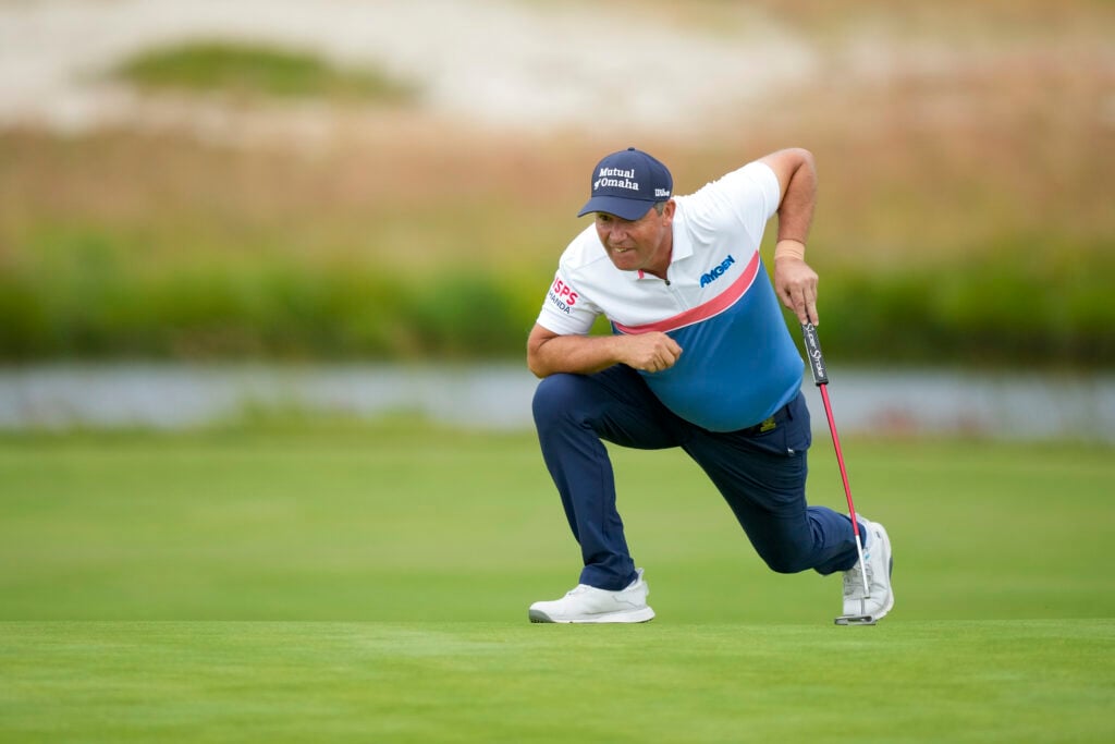 Padraig Harrington in action during the first round of U.S. Open Championship at Shinnecock Hills
