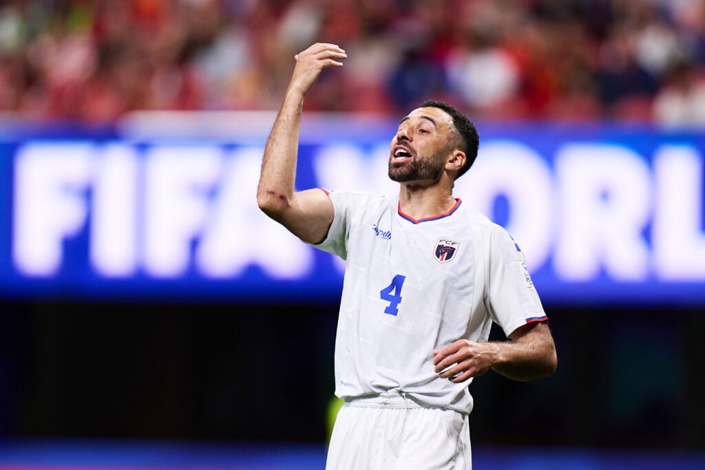 Roberto Carlos Lopes of Cabo Verde reacts during the FIFA World Cup 2026 Group H match between Spain and Cabo Verde at Atlanta Stadium.