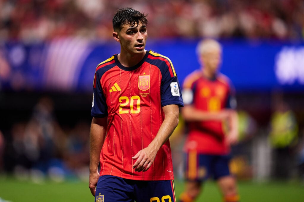 Pedro Gonzalez 'Pedri' of Spain looks on during the FIFA World Cup 2026 Group H match between Spain and Cabo Verde at Atlanta Stadium.