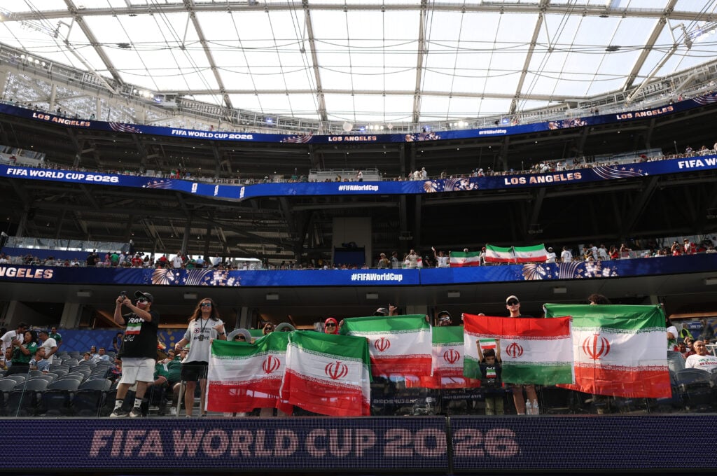 Fans of IR Iran enjoy the atmosphere before the FIFA World Cup 2026 Group G match between IR Iran and New Zealand at Los Angeles Stadium.