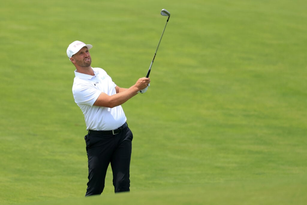 Wyndham Clark in action during the second round of the 126th U.S. OPEN at Shinnecock Hills