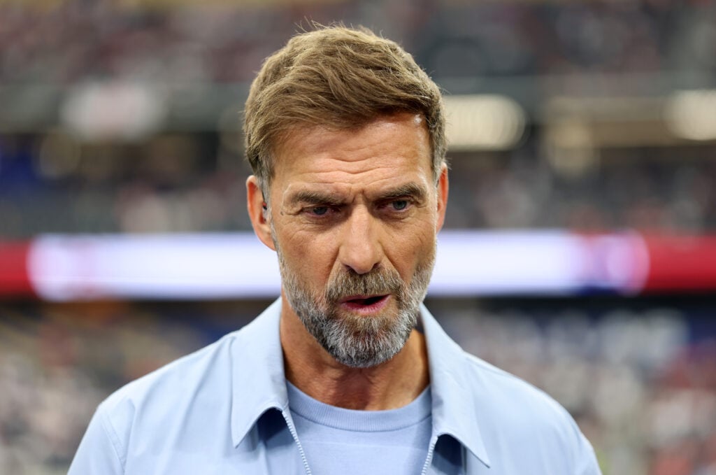 Jurgen Klopp attends the FIFA World Cup 2026 Group L match between England and Croatia at Dallas Stadium.