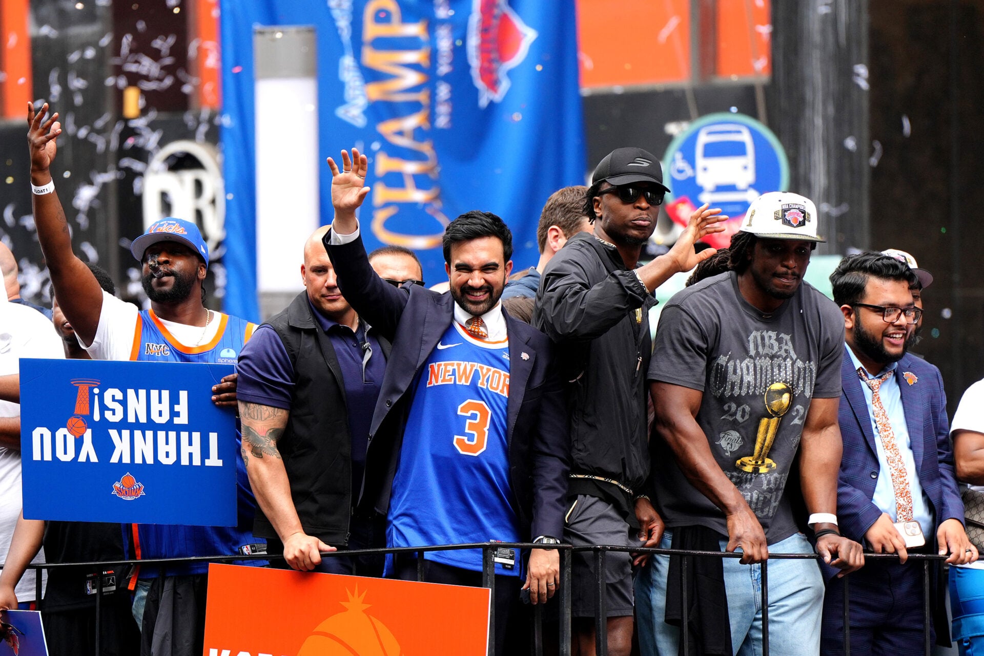 Zohran Mamdani spotted dancing with New York Knicks star on NBA Championship float