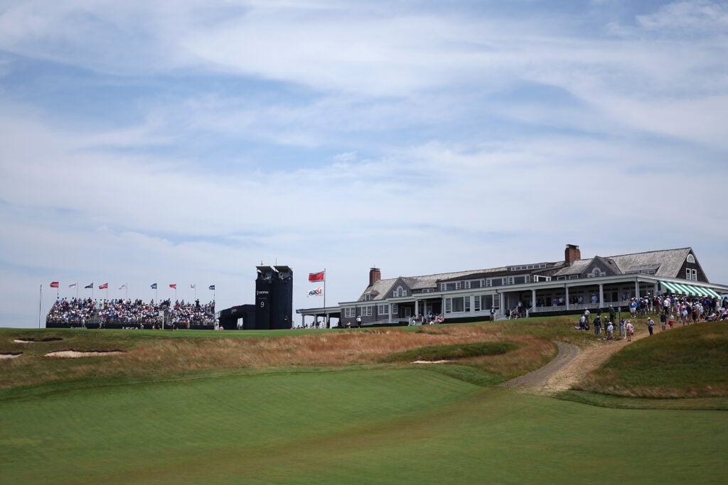 A general view of the ninth green during the first round of the 126th U.S. OPEN at Shinnecock Hills