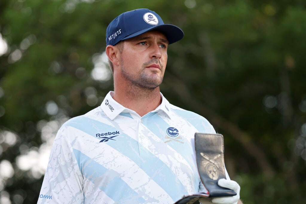 Bryson DeChambeau of the United States looks on from the second tee during the first round of the 126th U.S. OPEN at Shinnecock Hills Golf Club