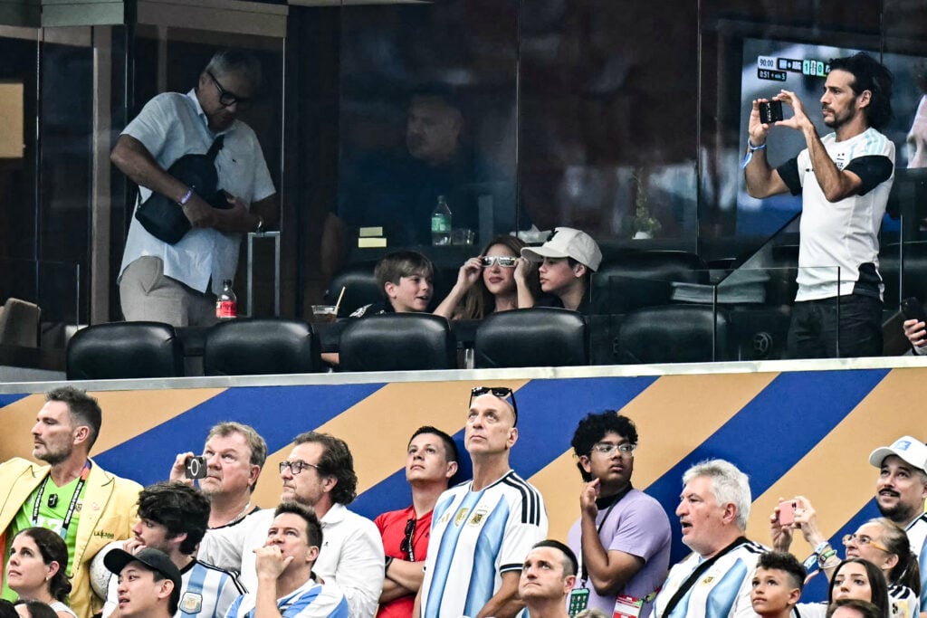 Colombian singer Shakira attends the 2026 World Cup Group J football match between Argentina and Austria at the Dallas Stadium in Arlington on June 22, 2026.