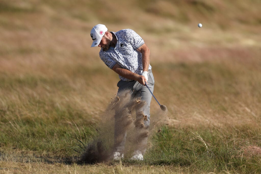 Tyrrell Hatton hits from the rough during the second round of the US Open