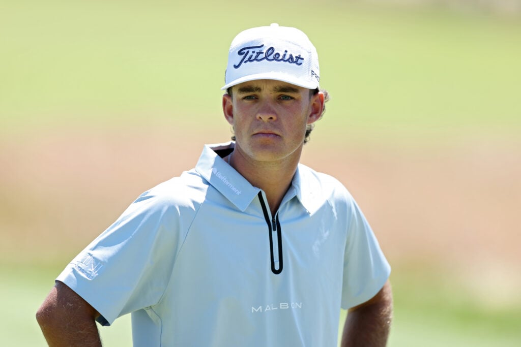 Jackson Koivun of the United States on the 6th hole green during the third round of the 126th U.S. OPEN at Shinnecock Hills Golf Club