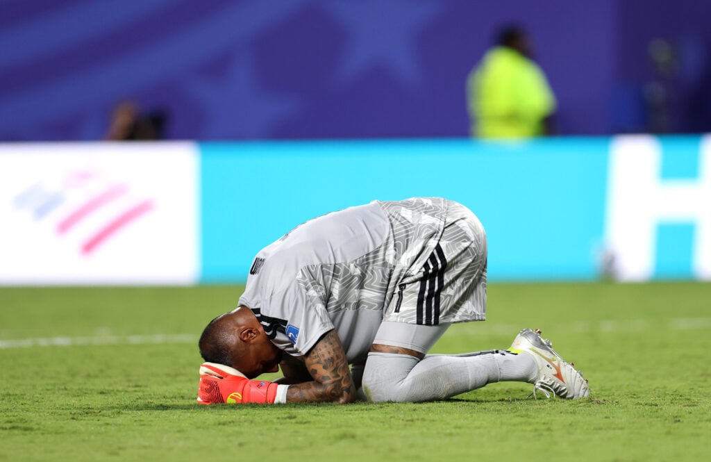 Eloy Room #1 of Curacao reacts after the 0-0 draw during the FIFA World Cup 2026 Group E match between Ecuador and Curacao at Kansas City Stadium on June 20, 2026 in Kansas City, Missouri.