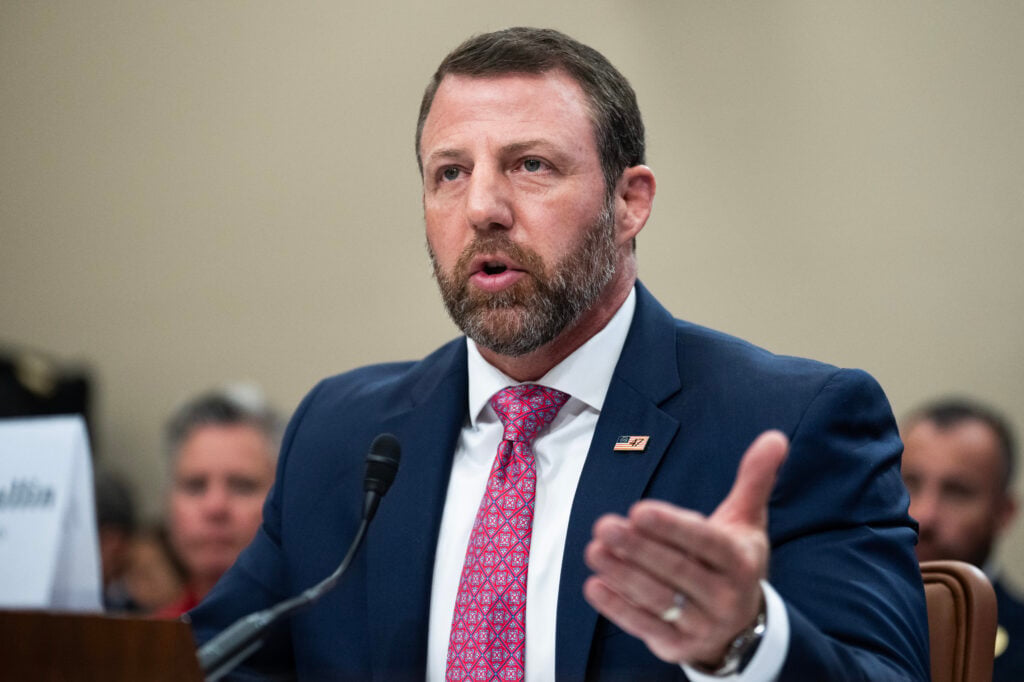 DHS Secretary Markwayne Mullin testifies during the House Appropriations Subcommittee on Homeland Security hearing titled "Oversight Hearing - Department of Homeland Security," in Rayburn building.