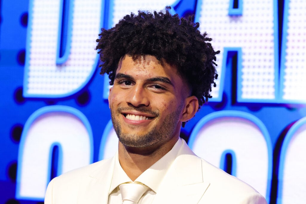 Cameron Boozer poses on the red carpet prior to Round One of the 2026 NBA Draft at Barclays Center.