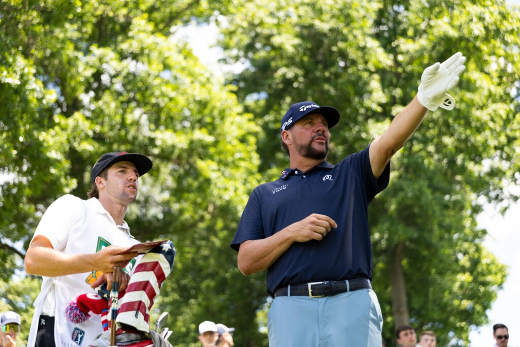 Michael Block in action during the final round of the DICK'S Open at En-Joie Golf Club