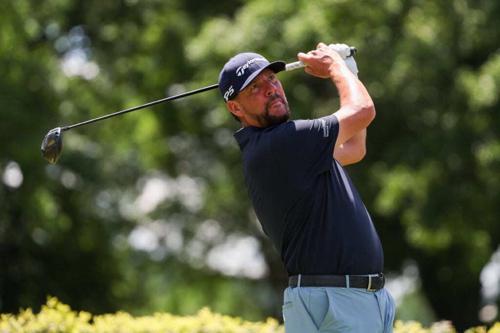 Michael Block in action during the final round of the DICK'S Open at En-Joie Golf Club