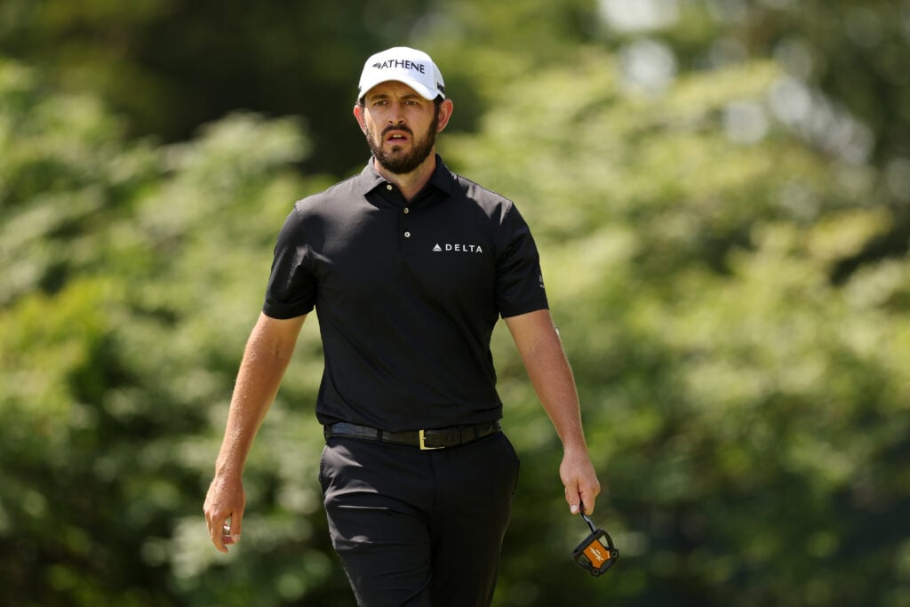 Patrick Cantlay of the United States walks off the sixth green during the first round of the Travelers Championship 2026 at TPC River Highlands