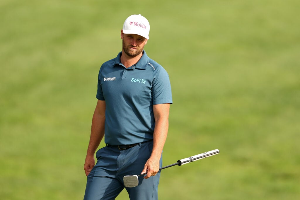 Wyndham Clark on the 18th hole during the first round of the Travelers Championship